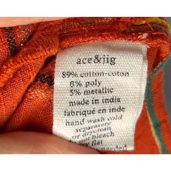 ACE & JIG Sz XS Barrett Blouse Orange Stripe Shirt Top Rhumba Textile - Picture 4 of 8